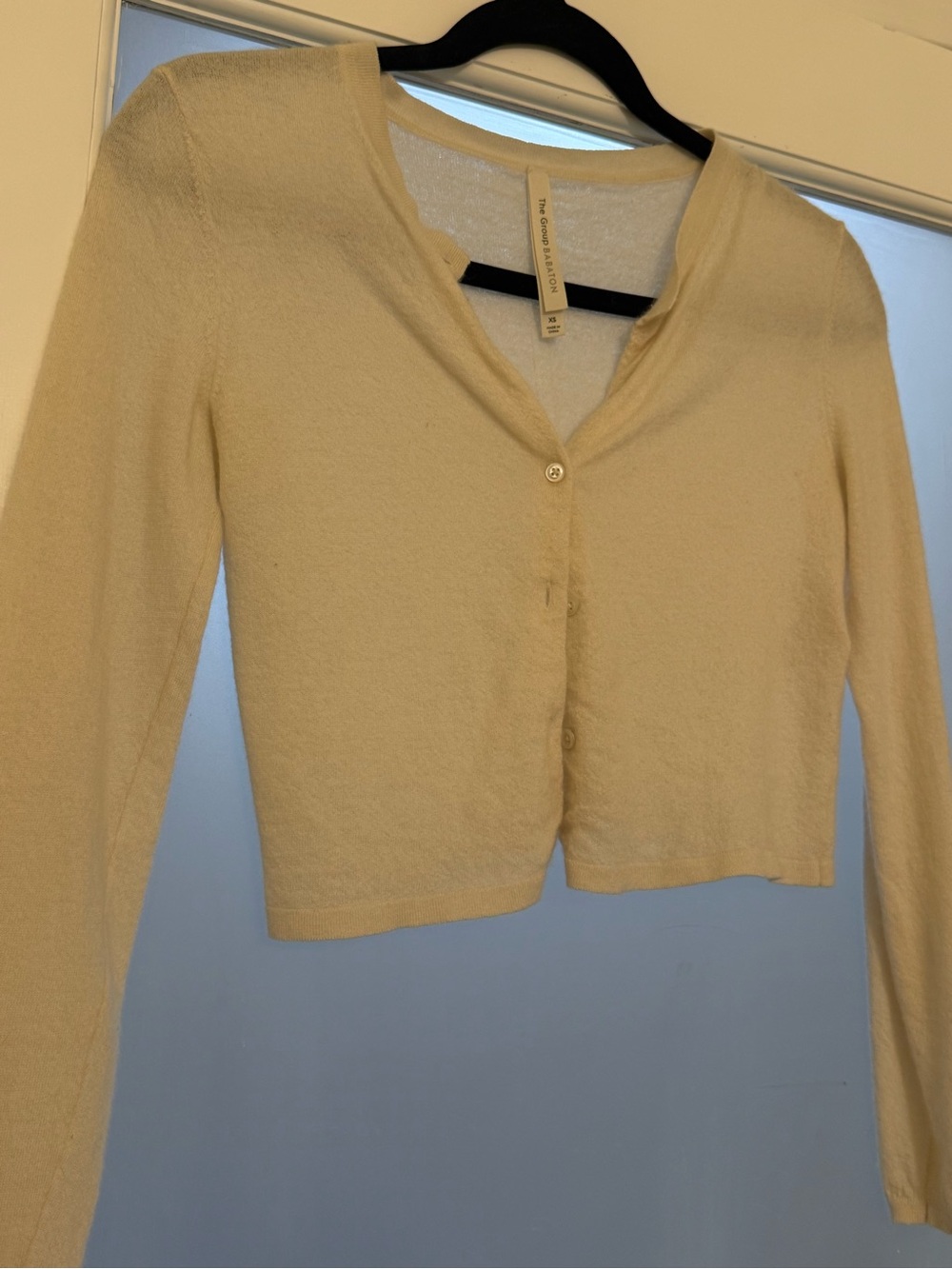 Aritzia Cropped Cream Button-Front Cardigan
